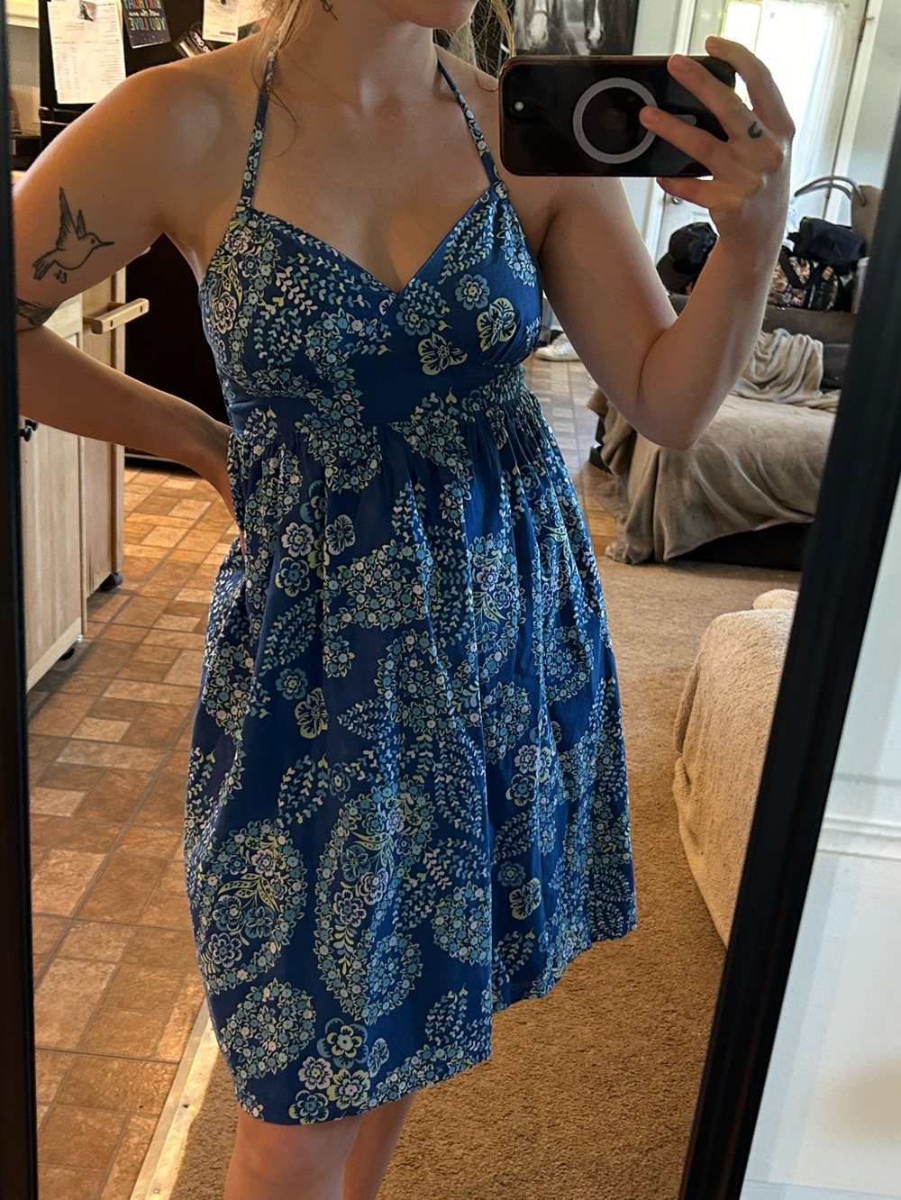 Blue Floral Halter Sundress